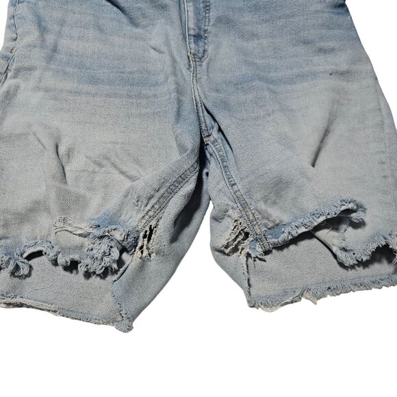 Ava Viv Jean Shorts Womens Plus Size 18W High Rise Light Wash Distressed Denim - Picture 4 of 6